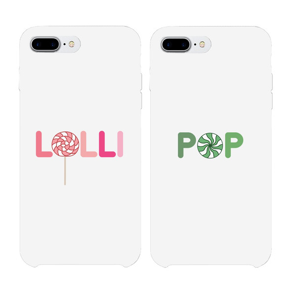 LolliPop Couple Matching Phone Cases White For Grandma Grandpa Gift