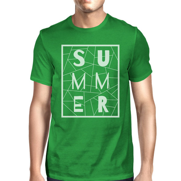 Summer Geometric Mens Green Tshirt Trendy Design Cotton Graphic Tee