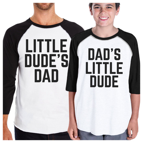 Little Dude Funny Matching Baseball Tees Gifts For Dad and Baby Boy - 3PBST001BKWT MS YS