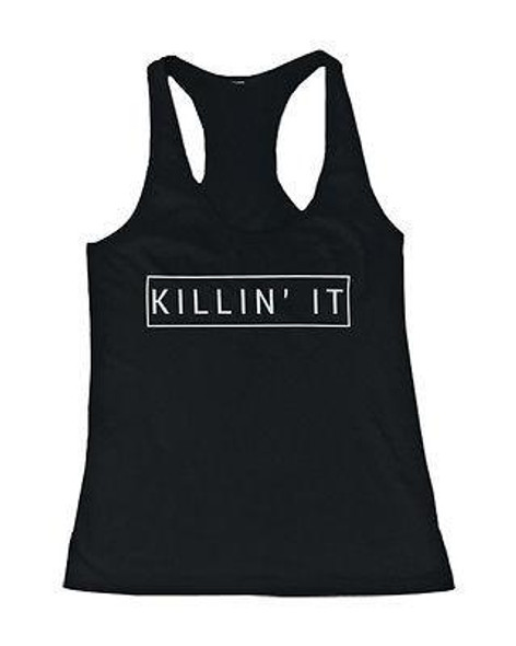 Women's Black Cotton Graphic Tank Top - Killin' It Killing It Tanks