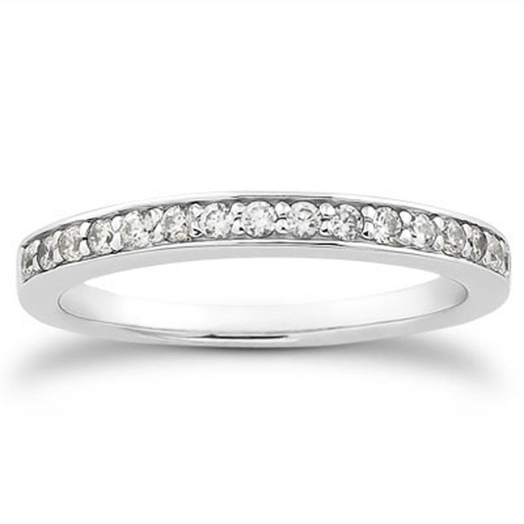14k White Gold Pave Diamond Wedding Ring Band Set 1/2 Around - RJ30046-4.5