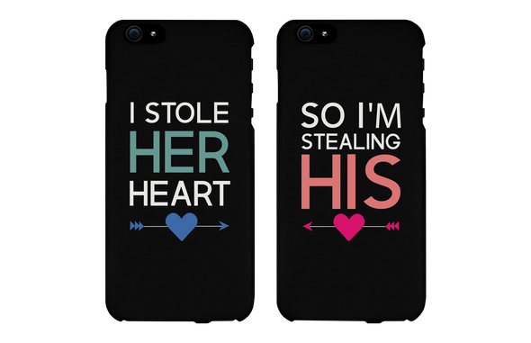 I Stole Her Heart So I'm Stealing His Matching Couple Black Phonecases (Set)