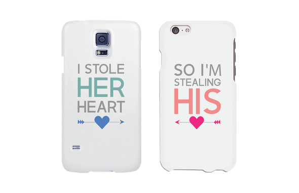 I Stole Her Heart So I'm Stealing His Matching Couple White Phonecases (Set)