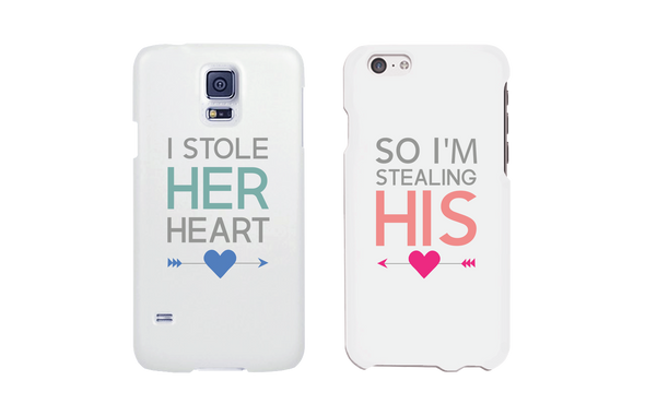 I Stole Her Heart So I'm Stealing His Matching Couple White Phonecases (Set)