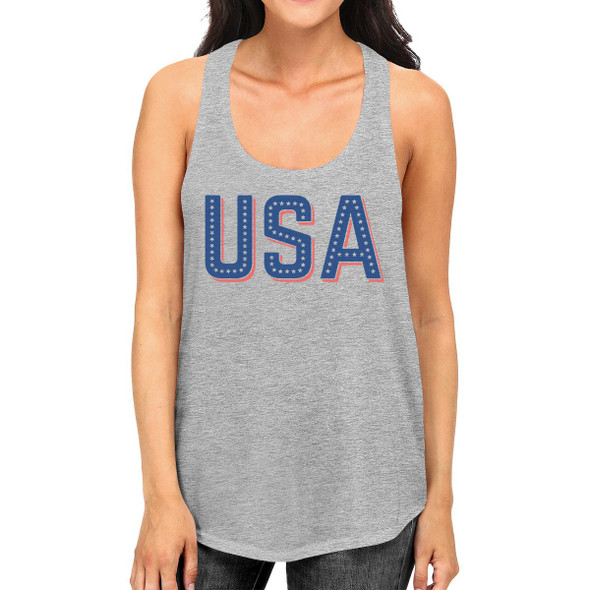 USA With Stars Cute Womens Racerback Tank Top For Fourth Of July