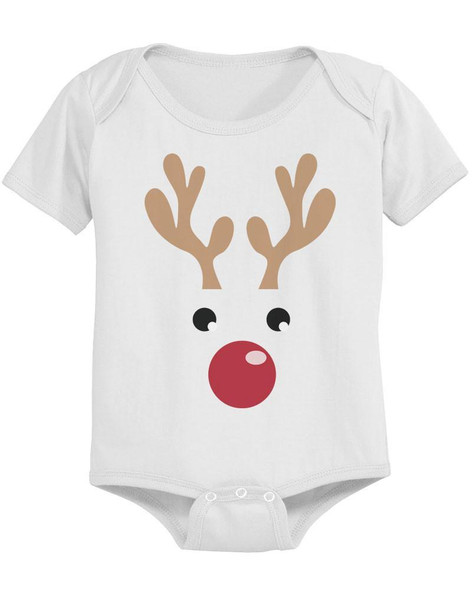 Rudolph Baby Christmas White Bodysuit Great Gift Idea for Holidays