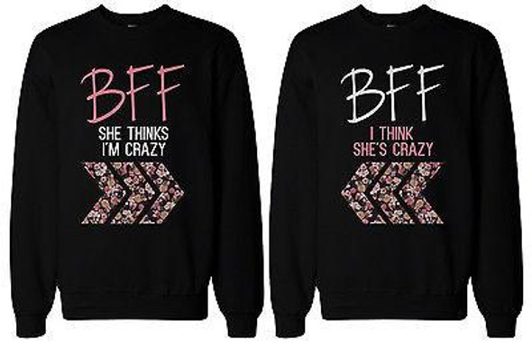 Crazy BFF Floral Printed Sweater BFF Matching SweatShirts for Best Friends - 3PFSS002 MS WS