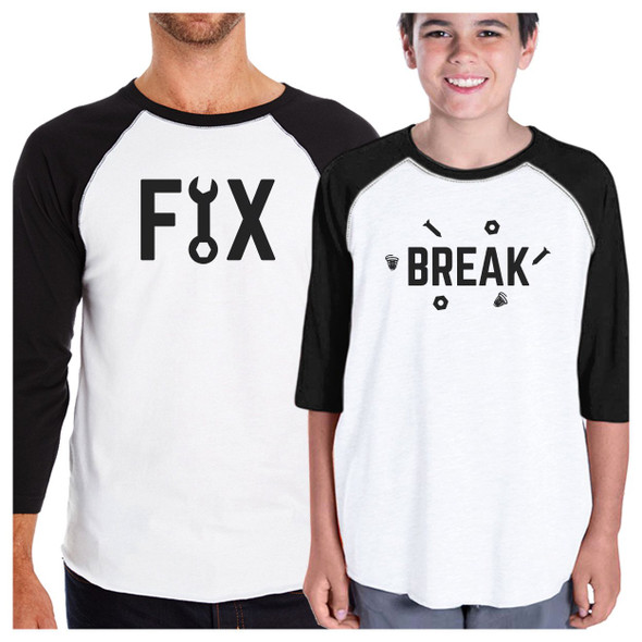 Fix And Break Funny Design Graphic T-Shirt Dad Baby Matching Tops - 3PBST005BKWT MM YM