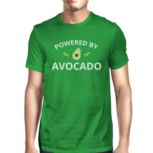 Powered By Avocado Mens Green Cotton Unique Design T Shirt For Guys