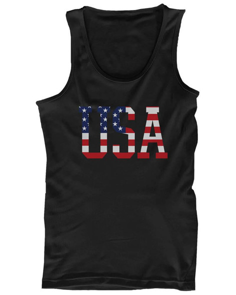 Men's Black Tank Top - American Flag USA Design Tanktop