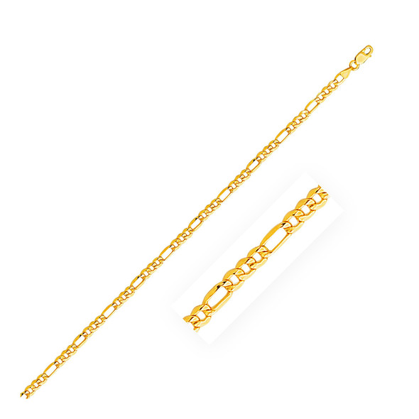 2.8mm 10k Yellow Gold Lite Figaro Chain