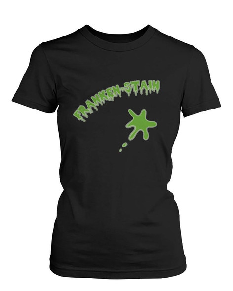 Franken-stain Halloween Women's T-Shirt Funny Graphic Black Tees for Horror Night