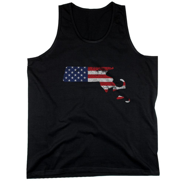 MA State USA Flag Men's Tank Top Massachusetts American Flag Tanks