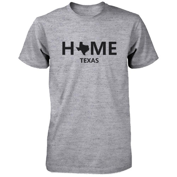 Home TX State Grey Men's T-Shirt US Texas Hometown Cotton Shirt