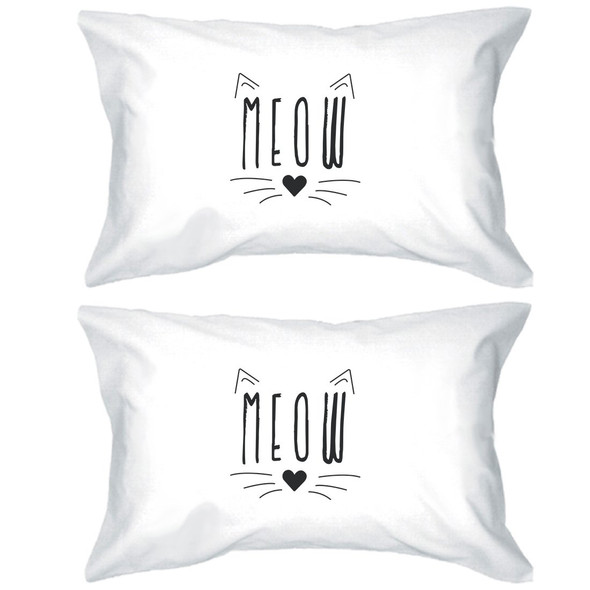 Meow Pillowcases Standard Size Cat Lover Pillow Covers High Quality