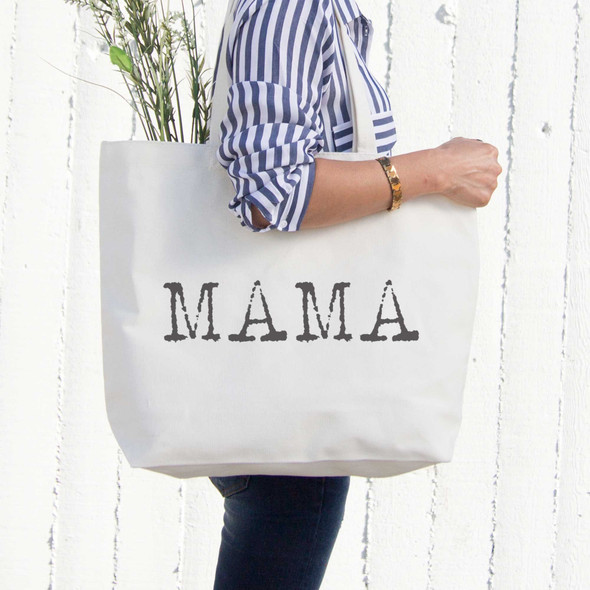 Mama Typewriter Canvas Bag Tote Diaper Book Grocery Bag For Mother's Day