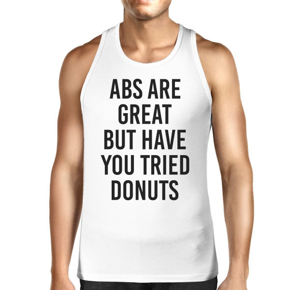 Abs Are Great But Mens White  Sleeveless Tanks Funny Workout Top