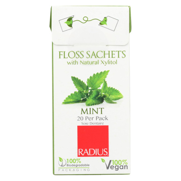 Radius - Floss Sachets With Natural Xylitol - Mint - Case Of 20