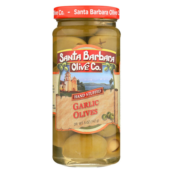 Santa Barbara Hand Stuffed Garlic Olives - Case Of 6 - 5 Oz