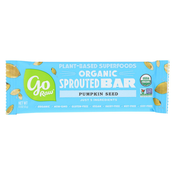 Go Raw - Organic Sprouted Bar - Pumpkin Seed  - Case Of 10 - 0.493 Oz.