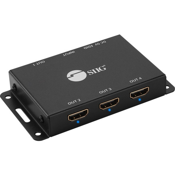 SIIG 4-Port HDMI 2.0 HDR Mini Splitter Amplifier with EDID Management