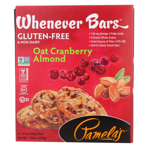 Pamela's Products - Oat Chocolate Chip Whenever Bars - Peanut Butter - Case Of 6 - 1.41 Oz.