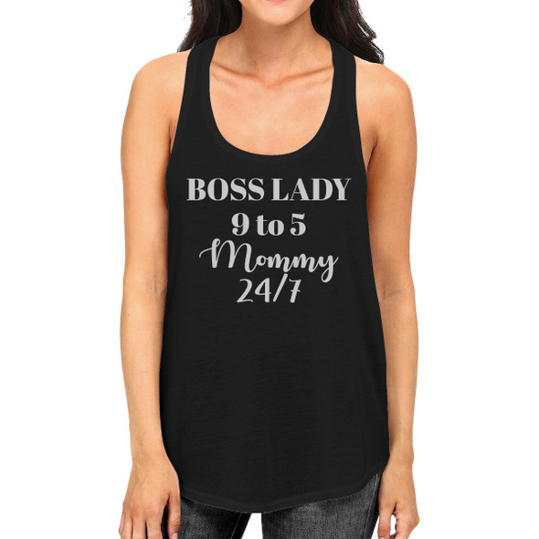 Boss Lady Mommy Womens Black Racerback Tank Top Funny Gift For Mom