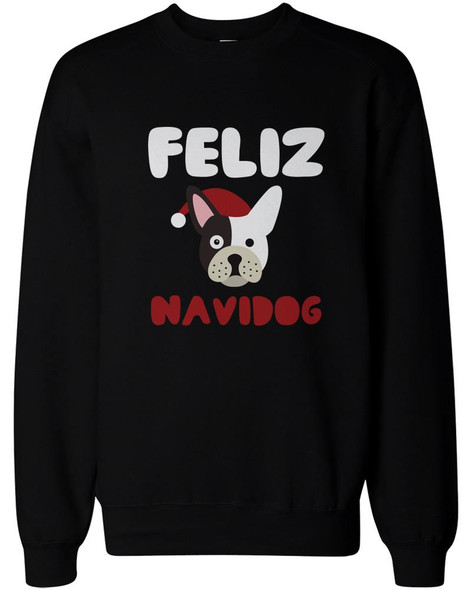 Feliz Navidog Christmas Sweatshirts Funny French Bulldog X-Mas Pullover Sweaters