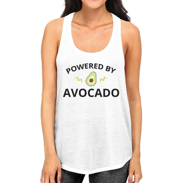 Powered By Avocado Women White Tank Top Gift For For Avocado Lovers