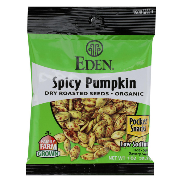 Eden Foods Organic Pumpkin Seeds - Dry Roasted - Spicy - 1 Oz - Case Of 12