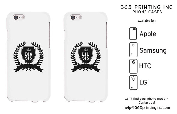 Big Sis and Lil Sis White Phone Case for Apple iPhone, Samsung Galaxy S, HTC One M8, LG G3 - 3PEAS016 MHM8 WHM8