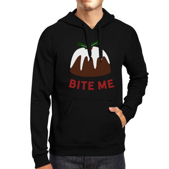 Bite Me Christmas Hoodie Cute Holiday Hooded Pullover Fleece