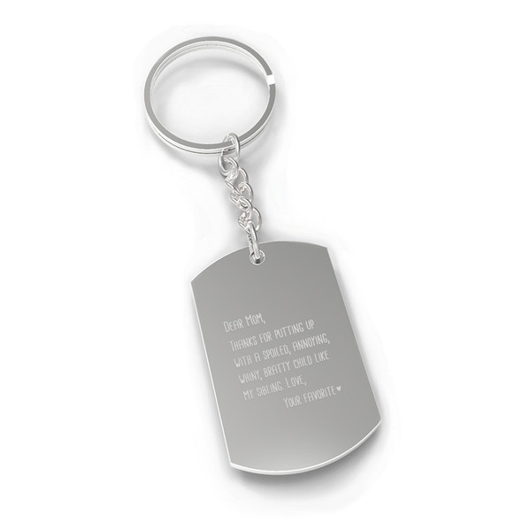 Dear Mom Cute Mothers Day Gift Novelty Key Chain Engraved Key Ring
