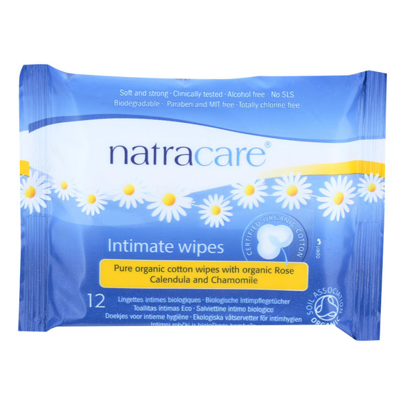 Natracare Organic Cotton Intimate Wipes - 12 Wipes - Case Of 12