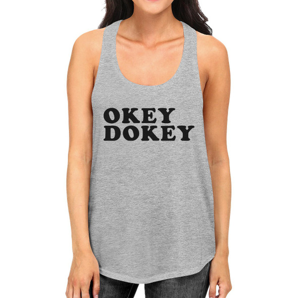 Okey Dokey Womens Grey Cotton Tank Top Unique Sleeveless T Shirts