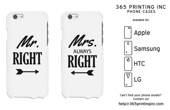 Mr Right And Mrs Always Right White Phone Case for iPhone, Galaxy S, One M8, G3 - 3PAS063 MLG3 WLG3