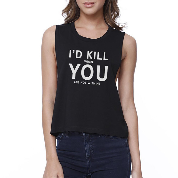 I Hate You Women's Black Crop Tee Creative Gifts For Anniversaries