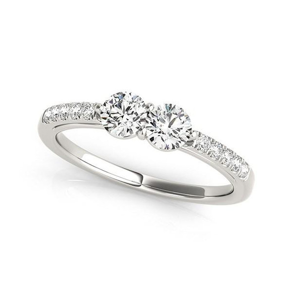 14k White Gold Two Stone Round Diamond Ring (5/8 cttw)