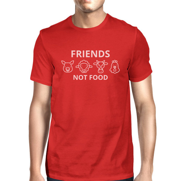 Friends Not Food Red Unique Graphic Summer Cotton T Shirt For Men