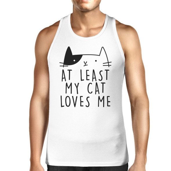 My Cat Loves Me Men's Sleeveless Tank Top Unique Cat Graphic