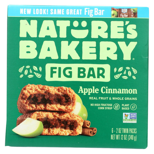 Nature's Bakery Stone Ground Whole Wheat Fig Bar - Apple Cinnamon - Case Of 6 - 2 Oz.