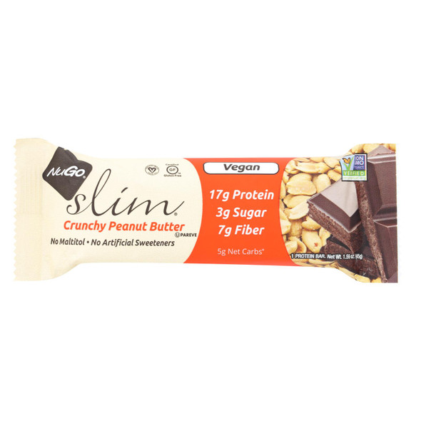 Nugo Nutrition Bar - Slim - Crunchy Peanut Butter - 1.59 Oz Bars - Case Of 12