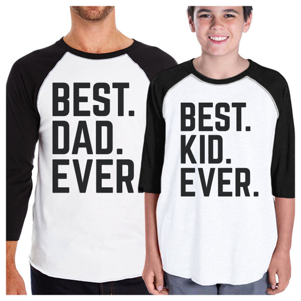 Best Dad And Kid Ever Baseball Tee Humorous Gifts For Baby Shower - 3PBST006BKWT MM YM