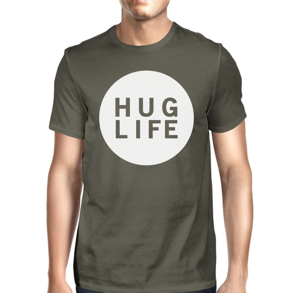 Hug Life Men's Dark Grey T-shirt Crew Neck Graphic Tee For Men