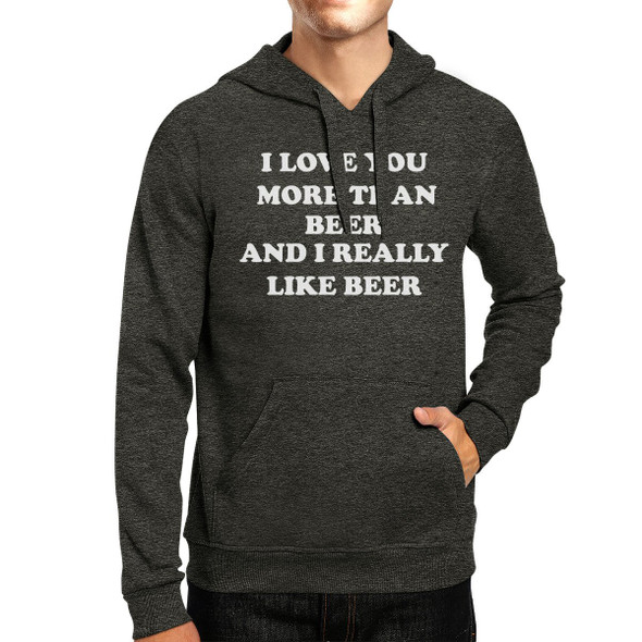I Love You More Than Beer Dark Grey Cute Hoodie For St Patricks Day