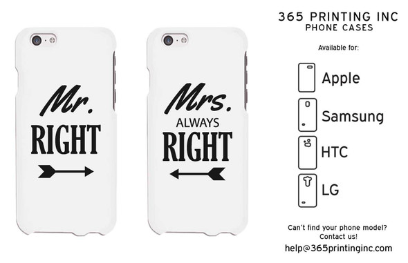 Mr Right And Mrs Always Right White Phone Case for iPhone, Galaxy S, One M8, G3 - 3PAS063 MHM8 WHM8