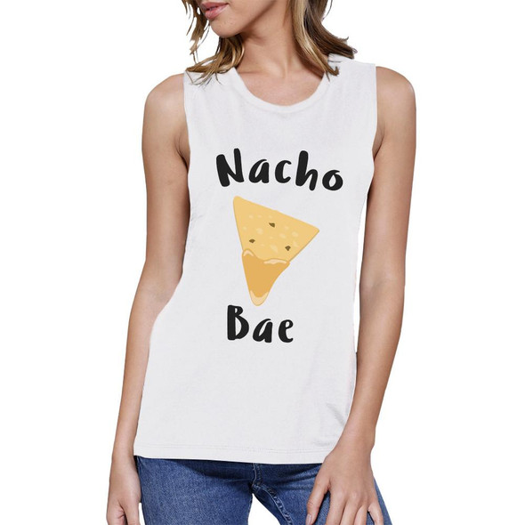 Nocho Bae Womens White Muscle Top Cute Design Tanks For Food Lovers