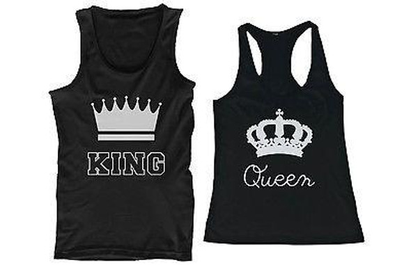 King and Queen Funny Couple Tank Tops Cute Matching Tanks for Couples - 3PTT027 MXL WXL