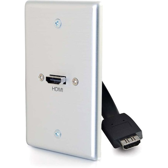 C2G Single Gang Wall Plate with HDMI Pigtail Aluminum