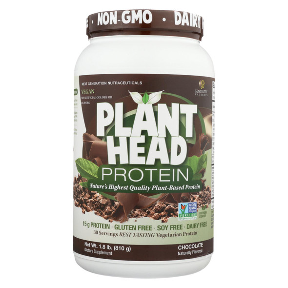 Genceutic Naturals Plant Head Protein - Chocolate - 1.7 Lb